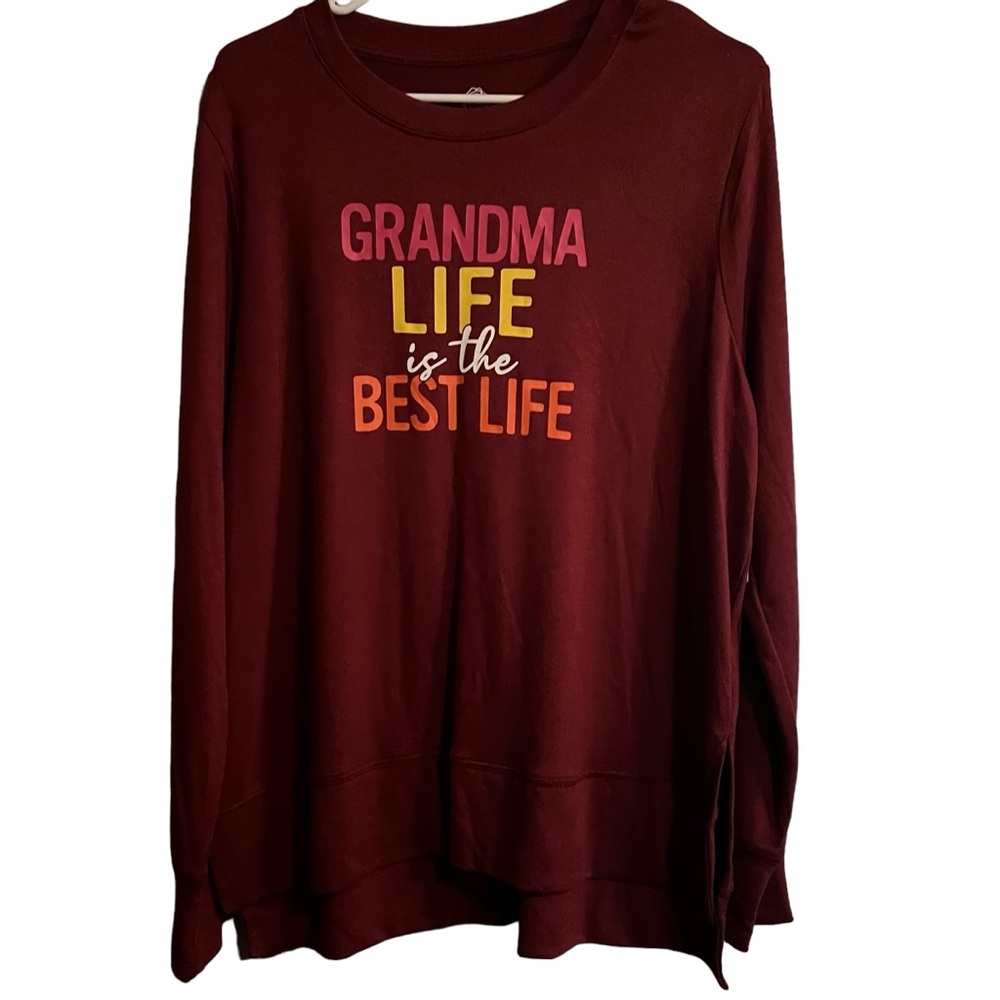 PositiviTees Grandma Life Maroon Long Sleeve Top Size L(12/14)